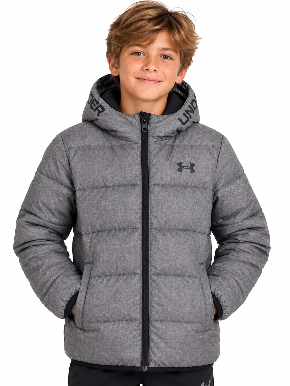 Under Armour Youth Grey Puffer Winter Jacket Size M